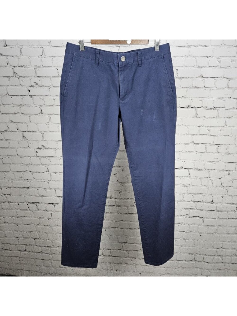 Bonobos Navy Slim Cotton Blend Straight Leg Flat Front Chino Pants 33x32